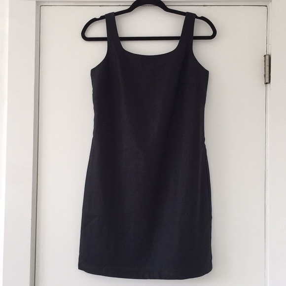 black linen shift dress